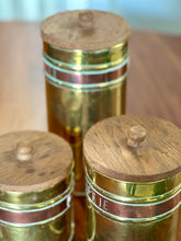 Load image into Gallery viewer, Set of Three Vintage Sold Copper & Solid Brass Containers