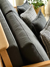 Load image into Gallery viewer, Vintage Beechwood Sleeper Couch