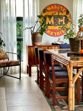 Load image into Gallery viewer, Sturdy Vintage Cane Dining Table With Glass Top