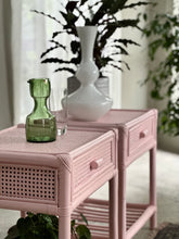 Load image into Gallery viewer, Pair Of Wicker and Bamboo Pedestals - Marshmallow Pink