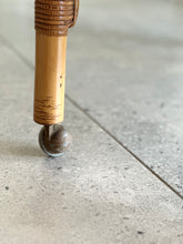 Load image into Gallery viewer, Vintage, Glass & Bamboo Two-Tiered Drinks Cart