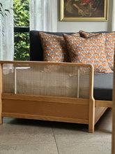 Load image into Gallery viewer, Vintage Beechwood Sleeper Couch