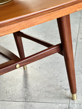 Load image into Gallery viewer, Mid-Century Two-Tier Coffee Table with Rattan Magazine Shelf