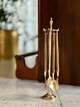 Load image into Gallery viewer, Brass and Wood Fireplace Tool Set