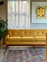 Load image into Gallery viewer, "Sunshine Mustard" Four Seater Vintage Couch