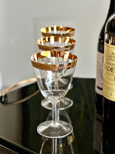 Load image into Gallery viewer, Set of Eight Gold Rimmed Wine Glasses
