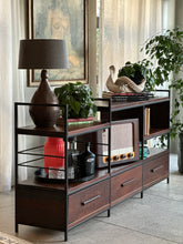 Load image into Gallery viewer, Media / Wall Unit / Room Divider in Solid Imbuia & Steel
