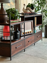 Load image into Gallery viewer, Media / Wall Unit / Room Divider in Solid Imbuia & Steel