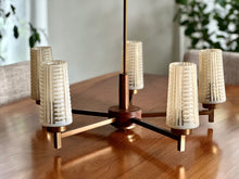 Load image into Gallery viewer, Vintage Wood and Glass Celing Pendant