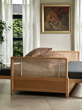 Load image into Gallery viewer, Vintage Beechwood Sleeper Couch