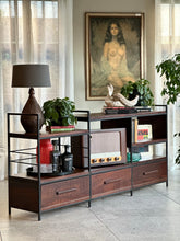 Load image into Gallery viewer, Media / Wall Unit / Room Divider in Solid Imbuia & Steel