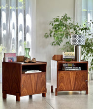 Load image into Gallery viewer, A Pair of Bedside Pedestals | Built-in Magazine or Book Holder