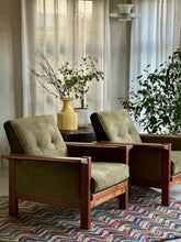 Load image into Gallery viewer, Pair of "Lubis" Armchairs in Olive Green