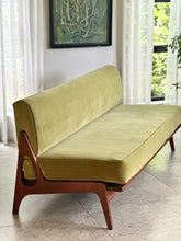 Load image into Gallery viewer, Mid-Century Sleeper Couch in Lime Green Velvet