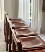 Load image into Gallery viewer, Set of 6 Kiaat Dining Chairs by DS Vorster & Co (4 with Leather)