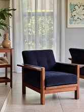 Load image into Gallery viewer, Pair of Lubis Armchairs in Midnight Navy