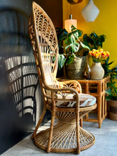 Load image into Gallery viewer, Vintage Cane & Rattan Peacock Chair