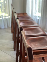 Load image into Gallery viewer, Set of 6 Kiaat Dining Chairs by DS Vorster & Co (4 with Leather)