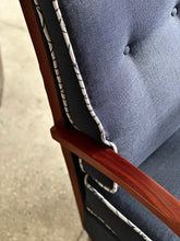 Load image into Gallery viewer, Vintage Upholstered Armchair with Mahogany Armrests