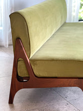 Load image into Gallery viewer, Mid-Century Sleeper Couch in Lime Green Velvet