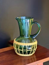 Load image into Gallery viewer, Green Glass Pitcher with Covered Base