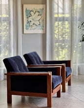 Load image into Gallery viewer, Pair of Lubis Armchairs in Midnight Navy