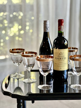 Load image into Gallery viewer, Set of Eight Gold Rimmed Wine Glasses