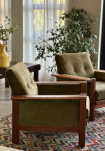 Load image into Gallery viewer, Pair of "Lubis" Armchairs in Olive Green