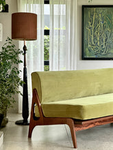 Load image into Gallery viewer, Mid-Century Sleeper Couch in Lime Green Velvet