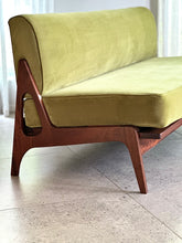 Load image into Gallery viewer, Mid-Century Sleeper Couch in Lime Green Velvet