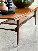Load image into Gallery viewer, Mid-Century Two-Tier Coffee Table with Rattan Magazine Shelf