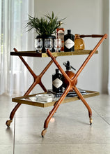 Load image into Gallery viewer, Elegant Brass, Glass & Wooden Drinks Cart