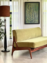 Load image into Gallery viewer, Mid-Century Sleeper Couch in Lime Green Velvet