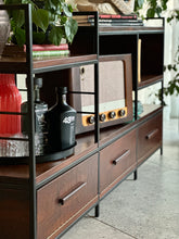 Load image into Gallery viewer, Media / Wall Unit / Room Divider in Solid Imbuia & Steel