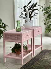 Load image into Gallery viewer, Pair Of Wicker and Bamboo Pedestals - Marshmallow Pink