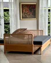 Load image into Gallery viewer, Vintage Beechwood Sleeper Couch