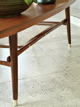 Load image into Gallery viewer, Mid-Century Two-Tier Coffee Table with Rattan Magazine Shelf