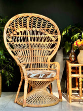 Load image into Gallery viewer, Vintage Cane & Rattan Peacock Chair