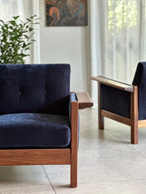 Load image into Gallery viewer, Pair of Lubis Armchairs in Midnight Navy