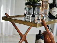 Load image into Gallery viewer, Elegant Brass, Glass & Wooden Drinks Cart