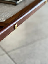 Load image into Gallery viewer, Mid-Century Two-Tier Coffee Table with Rattan Magazine Shelf