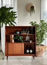 Load image into Gallery viewer, Retro Bookshelf with Sliding Doors