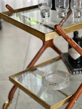 Load image into Gallery viewer, Elegant Brass, Glass & Wooden Drinks Cart