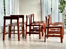 Load image into Gallery viewer, Set of 6 Kiaat Dining Chairs by DS Vorster & Co (4 with Leather)