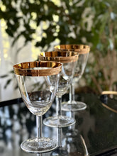 Load image into Gallery viewer, Set of Eight Gold Rimmed Wine Glasses