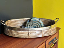 Load image into Gallery viewer, Brass and Wicker Tray