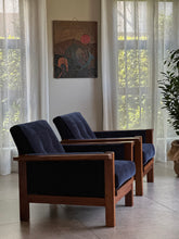 Load image into Gallery viewer, Pair of Lubis Armchairs in Midnight Navy