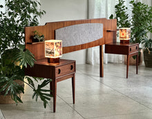 Load image into Gallery viewer, Retro Queen Bed Headboard with Attached Pedestals