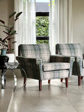 Load image into Gallery viewer, Pair of Fully Upholstered Retro Occasional Armchairs