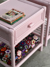 Load image into Gallery viewer, Pair Of Wicker and Bamboo Pedestals - Marshmallow Pink